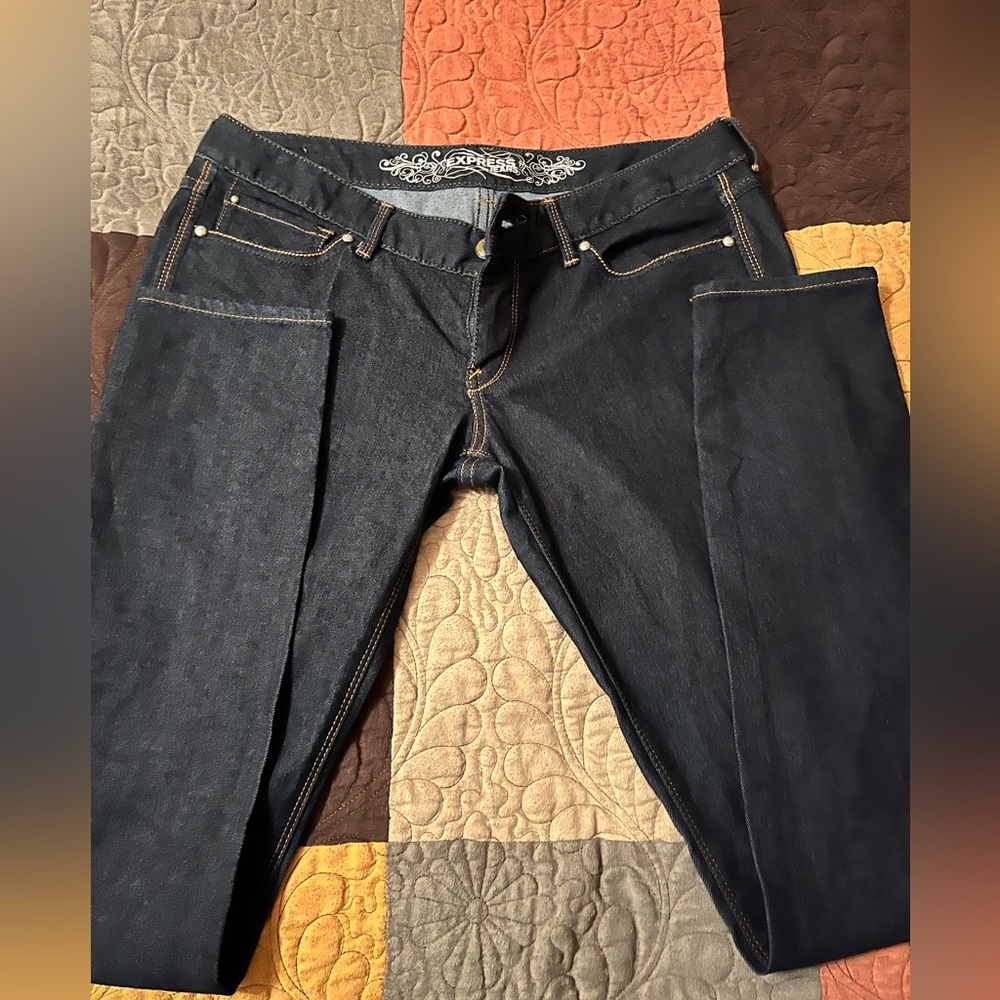Express Womens Jeans Blue Denim Zelda Slim Fit Ultra Low Rise Jeggings Size 10R